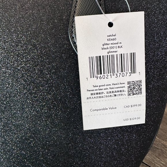 NWT Kate Spade NWT $329 Glitter Glimmer Satchel Black KE460 Handbag Purs… - Picture 6 of 9